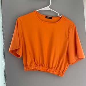 Orange Crop Top with an Elastic Waist